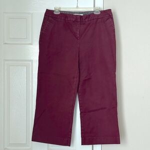 Boden Women Richmond Wide Leg Crop Size 12 Long Tall Wine Plum Purple Cotton